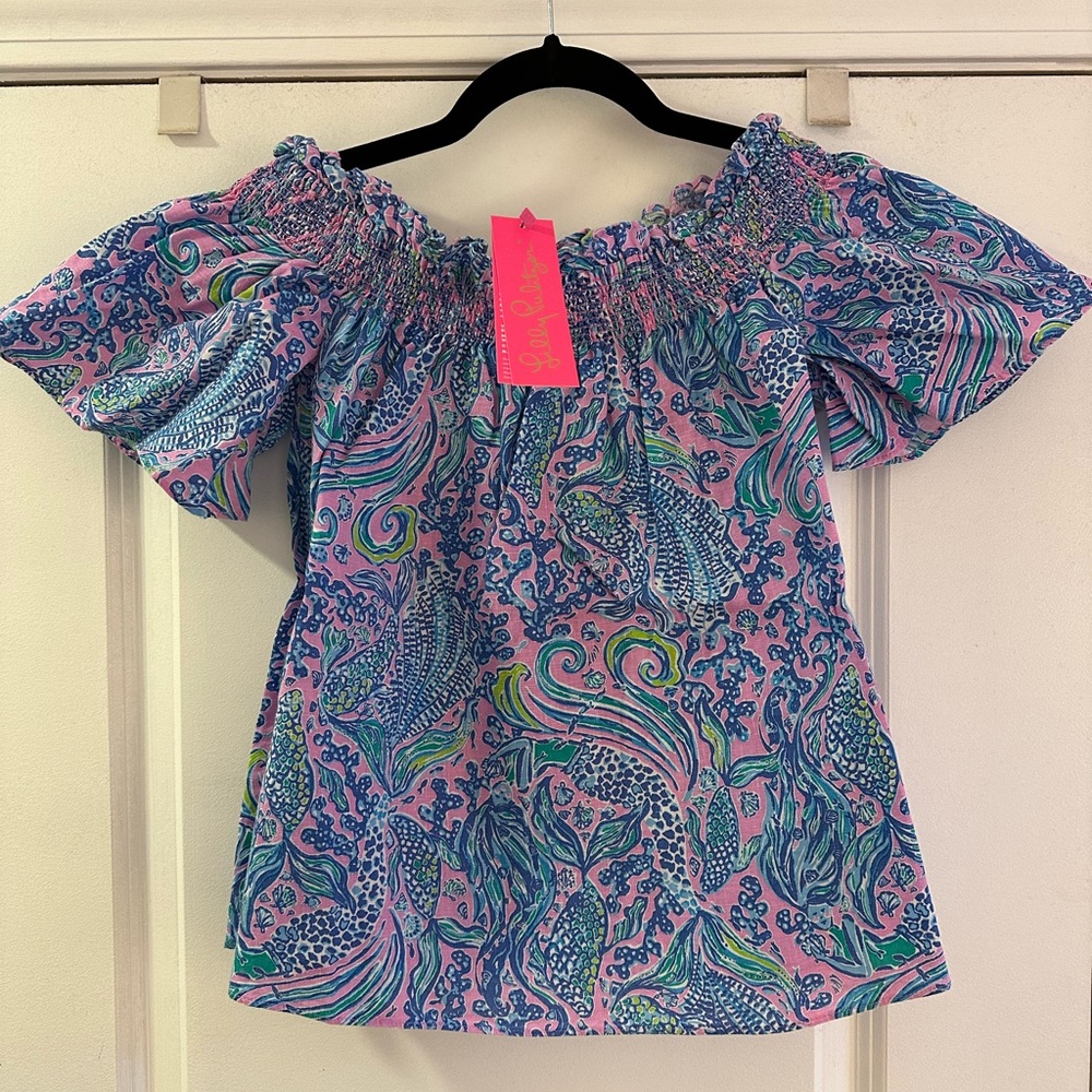 NWT Lilly Pulitzer We Mermaid It Leanne off the shoulder top